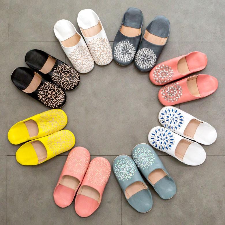 スリッパ モロッコ バブーシュ 幾何学 レザー 室内用 ルームシューズ レディース 来客用 おしゃれ 90044 | ブランド登録なし | 19