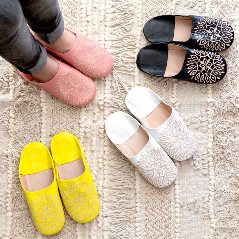 スリッパ モロッコ バブーシュ 幾何学 レザー 室内用 ルームシューズ レディース 来客用 おしゃれ 90044 | ブランド登録なし | 07