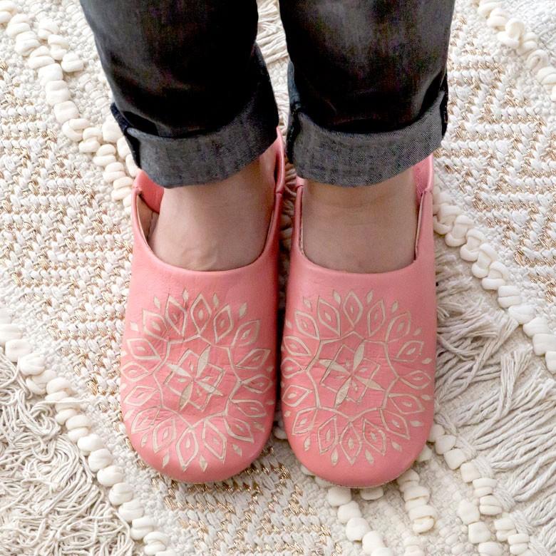スリッパ モロッコ バブーシュ 幾何学 レザー 室内用 ルームシューズ レディース 来客用 おしゃれ 90044 | ブランド登録なし | 08