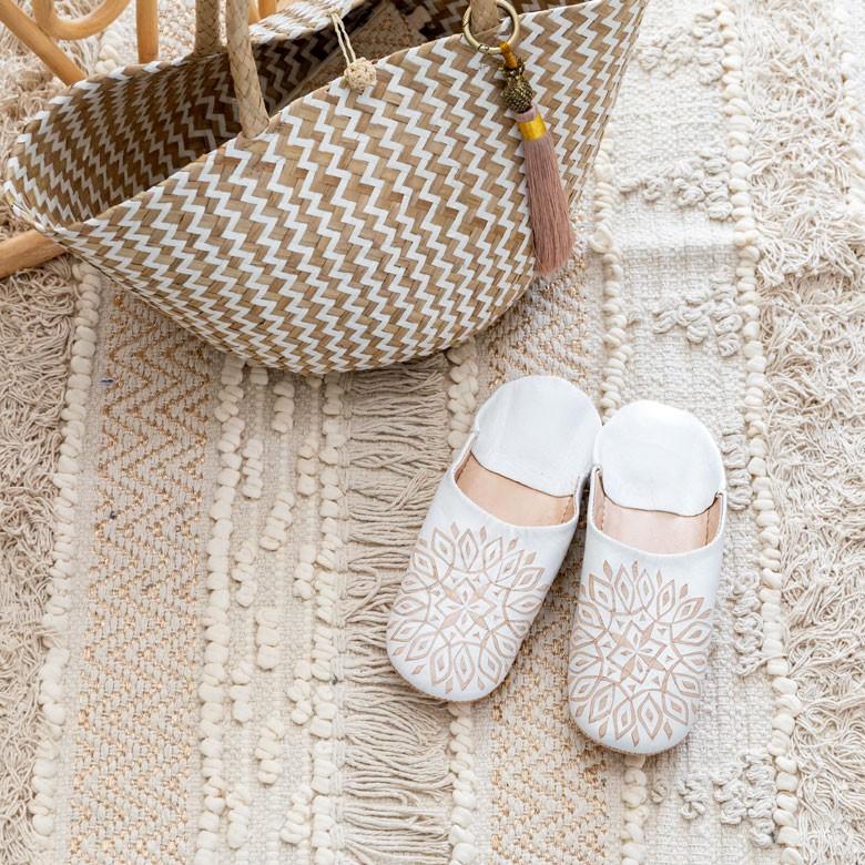 スリッパ モロッコ バブーシュ 幾何学 レザー 室内用 ルームシューズ レディース 来客用 おしゃれ 90044 | ブランド登録なし | 09