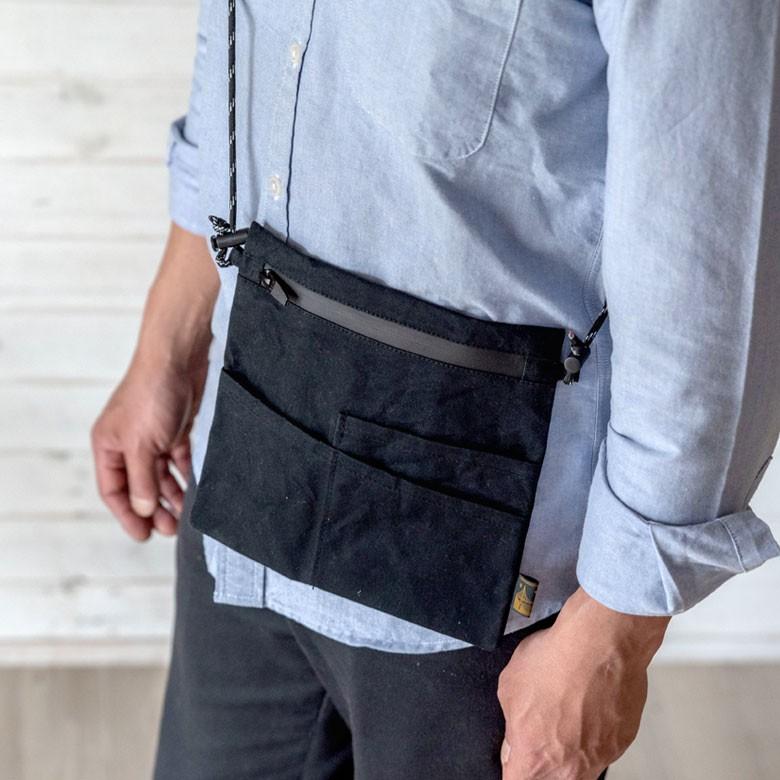 サコッシュ ショルダー ウエストポーチ メンズ レディース バッグ 斜めがけ 肩掛け 撥水加工 軽量 薄型  黒 ヴィンテージ シンプル 90048 | ブランド登録なし | 04