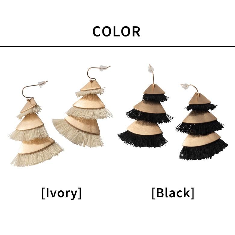 ピアス 揺れる 大ぶり 可愛い 3連 ゴールド フリンジ フリンジピアス  アクセサリー キャッチ アジアン雑貨 90052 | ブランド登録なし | 15