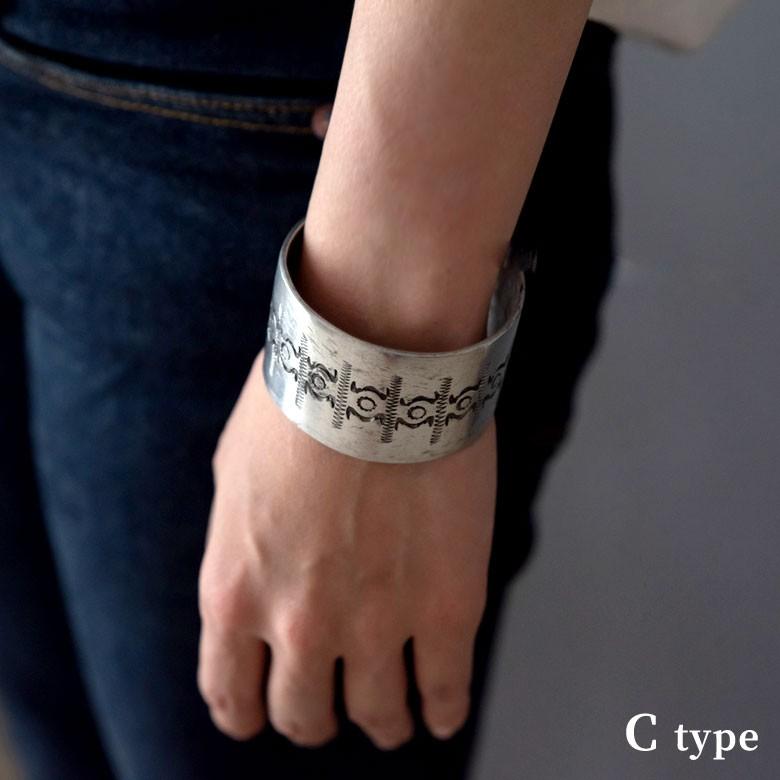 バングル レディース メンズ 太め シルバー アルミブレス ハンドメイド