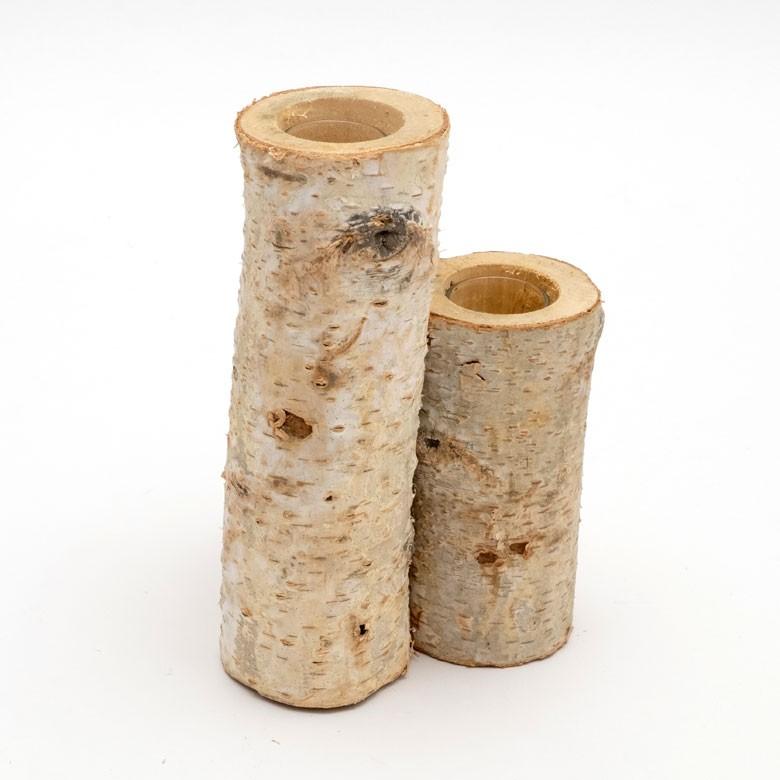 天然木の花器 フラワーベース 筒形 木製 ガラス 直径11cm 高さ18cm 模様入り