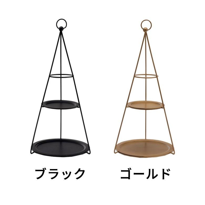 デコレーショントレイ スチール 高さ24.5cm 直径15cm ブラック ゴールド 3段 ツリー型 おしゃれ クリスマス アイアン ディスプレイ アクセサリースタンド 90077 | ブランド登録なし | 17