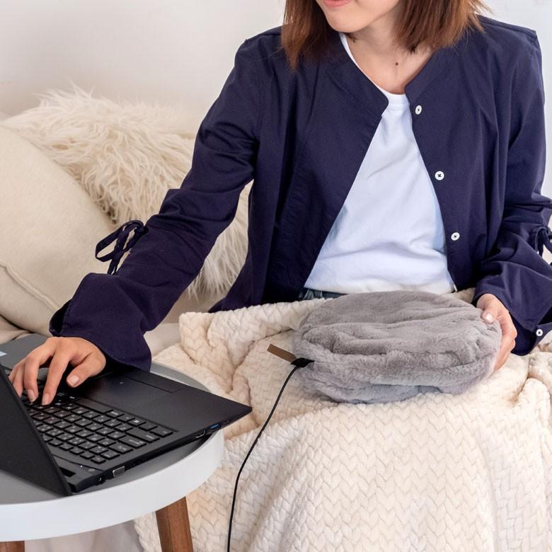 ウォーマー 電気 カイロ USB式 直径25cm あんか かいろ ファー 手洗い可 ストラップ付 カバー取り外し おしゃれ かわいい エコ 省電力 リビング オフィス 90086 | ブランド登録なし | 05