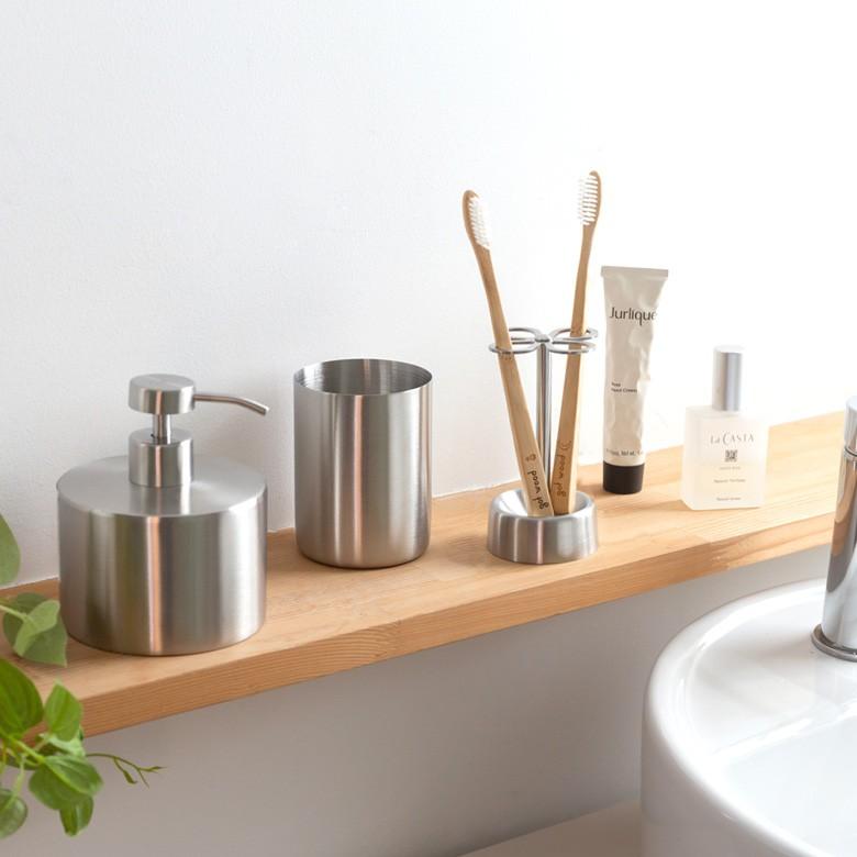 ステンレススチール ソープディスペンサー 500ml 詰め替え ボトル 筒型 シルバー ステンレス ディスペンサー ローションボトル ポンプ  ソープボトル 90174 | ブランド登録なし | 03