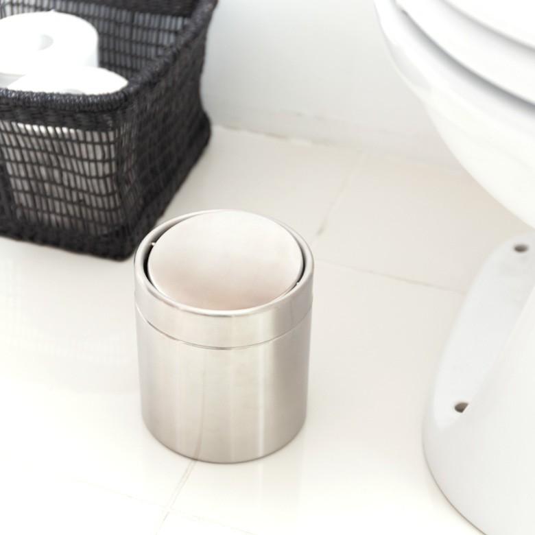 ごみ箱 ダストビン ゴミ箱 フタ付き フリップトップ シルバー ステンレス ダストボックス トイレ サニタリー バスルーム 洗面所 キッチン バス用品 90175 | ブランド登録なし | 10