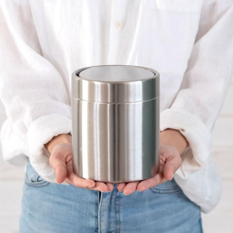 ごみ箱 ダストビン ゴミ箱 フタ付き フリップトップ シルバー ステンレス ダストボックス トイレ サニタリー バスルーム 洗面所 キッチン バス用品 90175 | ブランド登録なし | 02