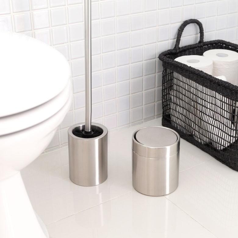 ごみ箱 ダストビン ゴミ箱 フタ付き フリップトップ シルバー ステンレス ダストボックス トイレ サニタリー バスルーム 洗面所 キッチン バス用品 90175 | ブランド登録なし | 03