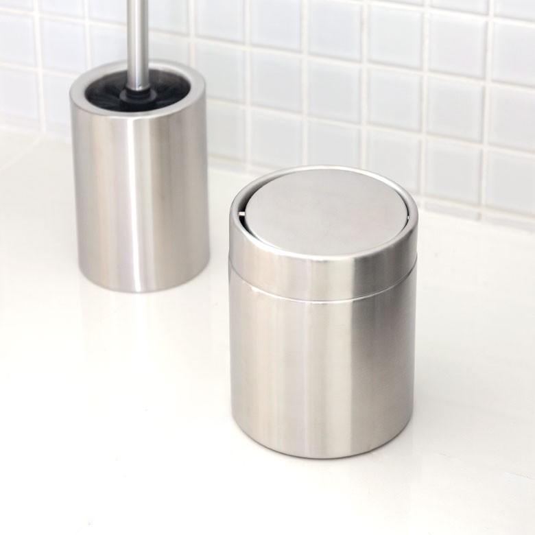ごみ箱 ダストビン ゴミ箱 フタ付き フリップトップ シルバー ステンレス ダストボックス トイレ サニタリー バスルーム 洗面所 キッチン バス用品 90175 | ブランド登録なし | 08