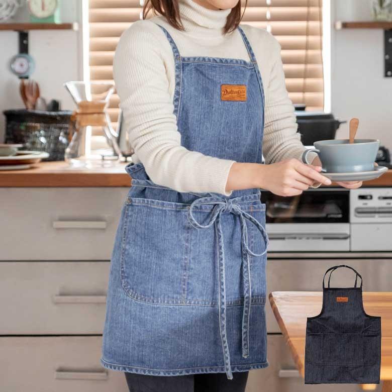 エプロン ショートタイプ デニム生地 カフェ おしゃれ ユニセックス キッチン ガーデニング 90179 | ブランド登録なし