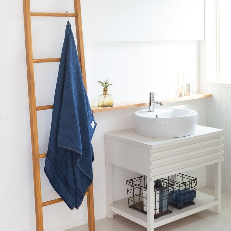 大判バスタオル ふわふわ バスタオル コットン ウォッシュド デニム風 ジーンズ風 ネイビー ブルー ヴィンテージカラー おしゃれ かっこいい 90182 | ブランド登録なし | 05