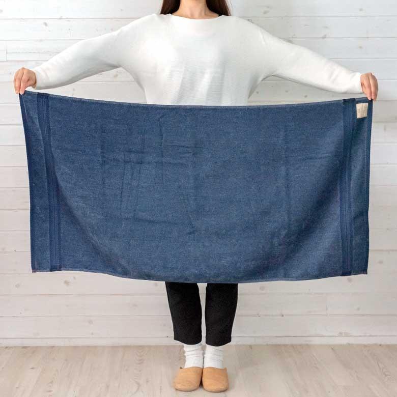 バスタオル ふわふわ コットン ウォッシュド デニム風 ジーンズ風 ネイビー ブルー ヴィンテージカラー おしゃれ かっこいい 90183 | ブランド登録なし | 06