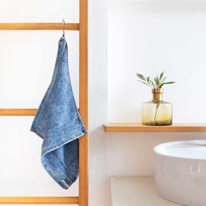 ウォッシュタオル タオル ふわふわ コットン ウォッシュド デニム風 ジーンズ風 ネイビー ブルー ヴィンテージカラー おしゃれ かっこいい 90185 | ブランド登録なし | 10