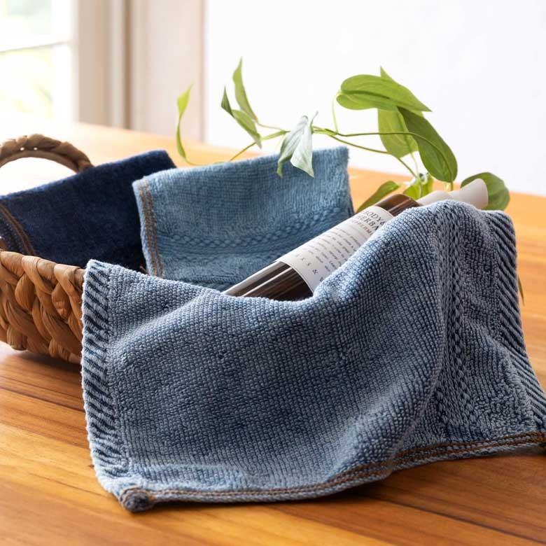 タオルハンカチ タオル ハンカチ ふわふわ コットン ウォッシュド デニム風 ジーンズ風 ネイビー ブルー ヴィンテージカラー おしゃれ かっこいい 90186 | ブランド登録なし | 14