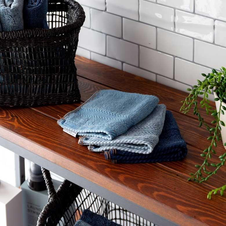 タオルハンカチ タオル ハンカチ ふわふわ コットン ウォッシュド デニム風 ジーンズ風 ネイビー ブルー ヴィンテージカラー おしゃれ かっこいい 90186 | ブランド登録なし | 10