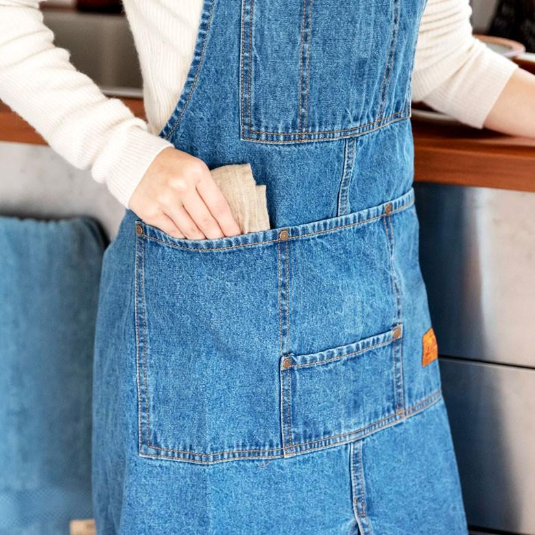 エプロン デニム地 カフェ ブルー コットン おしゃれ ユニセックス ポケット付き アウトドア ガーデニング キッチン 90189 | ブランド登録なし | 17