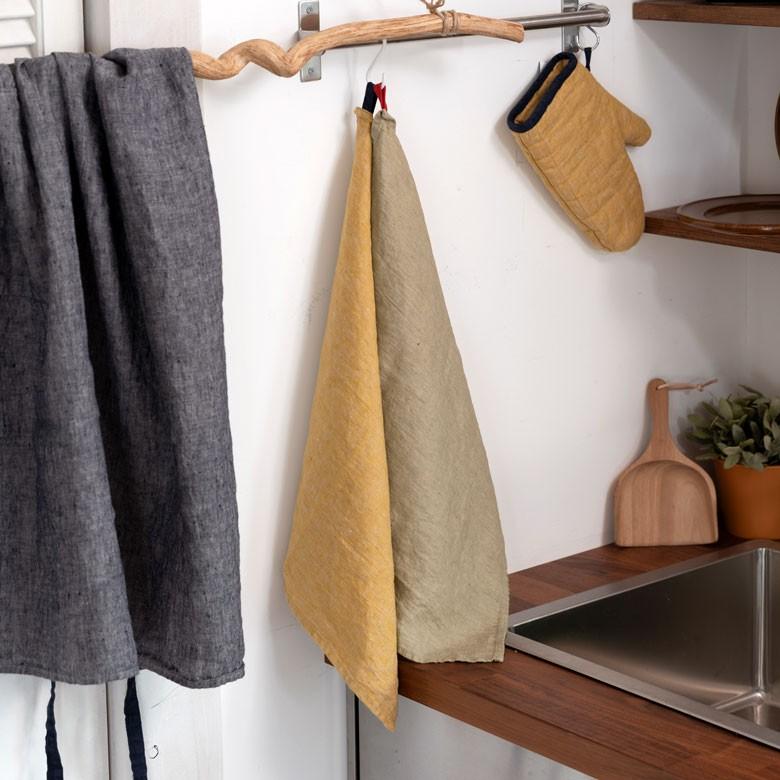 キッチンクロス リネン 北欧 正方形 台拭き リネン ストラップ付 キッチン雑貨 おしゃれ  厚め Lino e lina リーノ エ リーナ 90202 | ブランド登録なし | 12