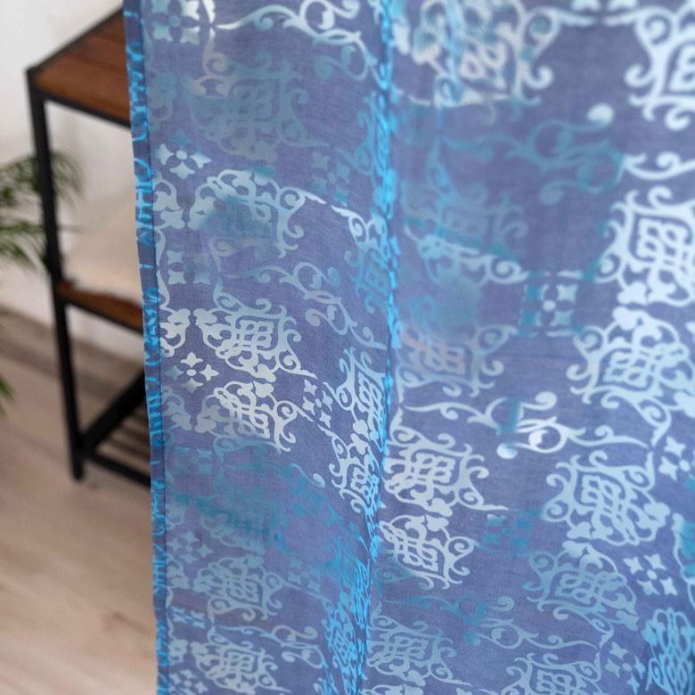 メール便対応 カーテン 幅105cm 丈178cm ブルー 柄 フラット オリエンタル 間仕切り 万華鏡 カレイドスコープ おしゃれ シック エレガント 寝室 リビング 90218 | ブランド登録なし | 12