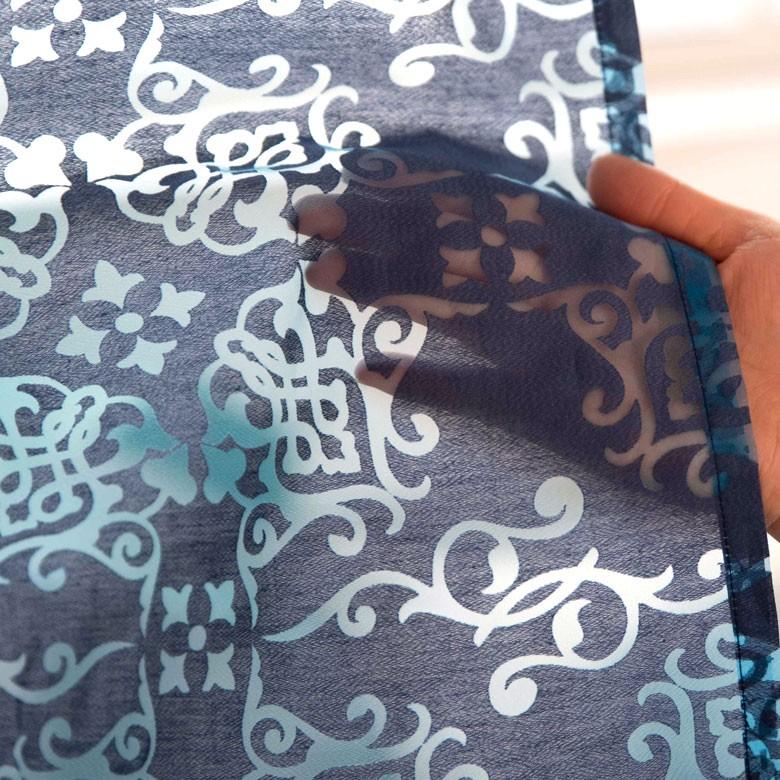 メール便対応 カーテン 幅105cm 丈178cm ブルー 柄 フラット オリエンタル 間仕切り 万華鏡 カレイドスコープ おしゃれ シック エレガント 寝室 リビング 90218 | ブランド登録なし | 02