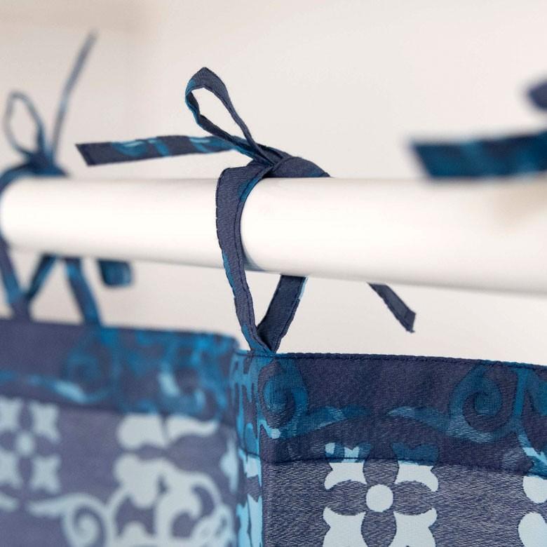 メール便対応 カーテン 幅105cm 丈178cm ブルー 柄 フラット オリエンタル 間仕切り 万華鏡 カレイドスコープ おしゃれ シック エレガント 寝室 リビング 90218 | ブランド登録なし | 04