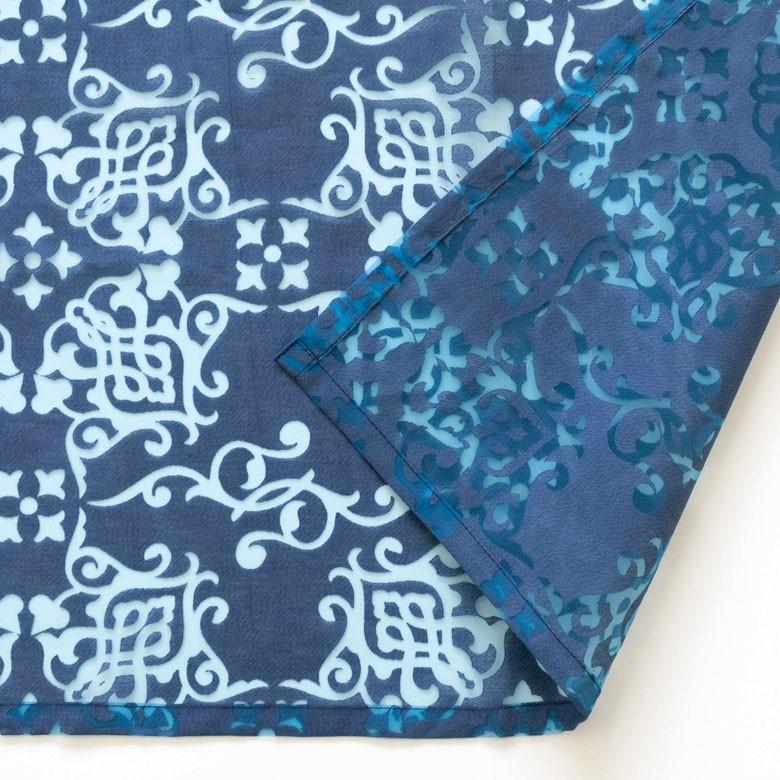 メール便対応 カーテン 幅105cm 丈178cm ブルー 柄 フラット オリエンタル 間仕切り 万華鏡 カレイドスコープ おしゃれ シック エレガント 寝室 リビング 90218 | ブランド登録なし | 08