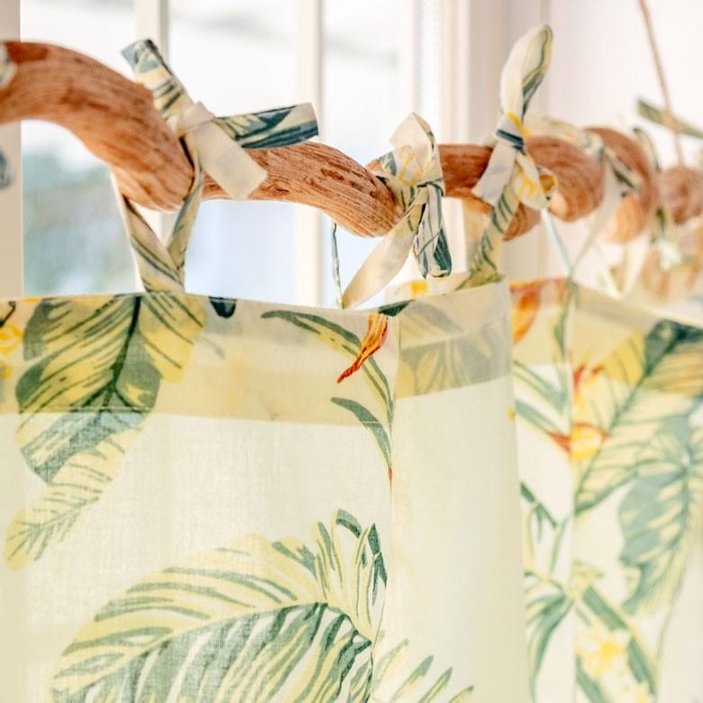 メール便対応 カーテン 幅110×丈178cm 綿100% フラットカーテン 極楽鳥花 ファブリック オールドハワイアン ボタニカル柄 ナチュラル おしゃれ 南国 90219 | ブランド登録なし | 07