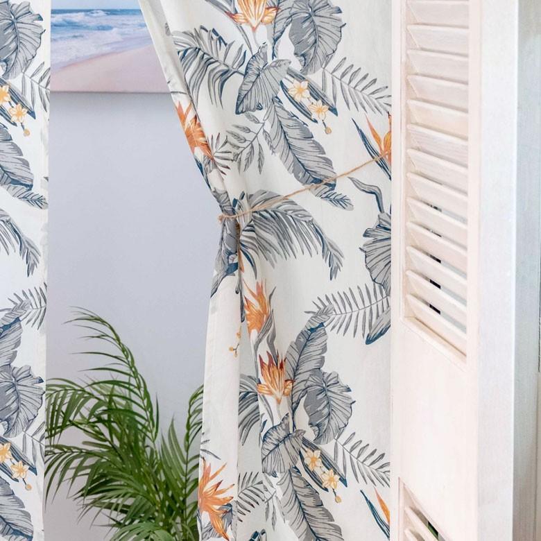 メール便対応 のれん 幅85×丈150cm  綿100% オールドハワイアン ボタニカル柄 ナチュラル おしゃれ 極楽鳥花 ファブリック ストレチア 南国スタイル 90220 | ブランド登録なし | 04