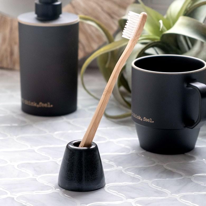 歯ブラシスタンド 歯ブラシホルダー 1本 陶器 ホワイト ブラウン ブラック  歯ブラシ立て おしゃれ 白 黒 茶 モダン シンプル モノトーン 洗面 バスルーム 90231 | ブランド登録なし | 14