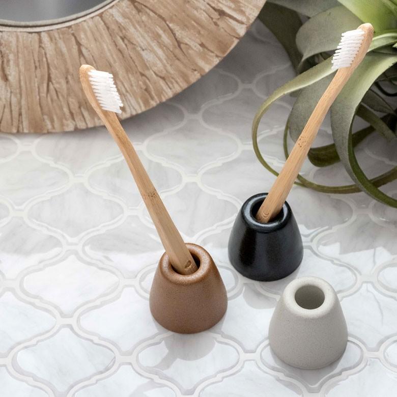 歯ブラシスタンド 歯ブラシホルダー 1本 陶器 ホワイト ブラウン ブラック  歯ブラシ立て おしゃれ 白 黒 茶 モダン シンプル モノトーン 洗面 バスルーム 90231 | ブランド登録なし | 15