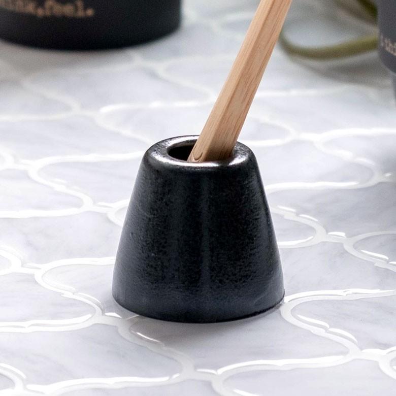 歯ブラシスタンド 歯ブラシホルダー 1本 陶器 ホワイト ブラウン ブラック  歯ブラシ立て おしゃれ 白 黒 茶 モダン シンプル モノトーン 洗面 バスルーム 90231 | ブランド登録なし | 16