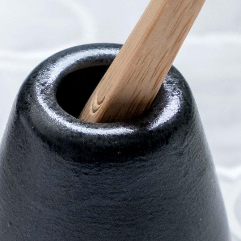 歯ブラシスタンド 歯ブラシホルダー 1本 陶器 ホワイト ブラウン ブラック  歯ブラシ立て おしゃれ 白 黒 茶 モダン シンプル モノトーン 洗面 バスルーム 90231 | ブランド登録なし | 05