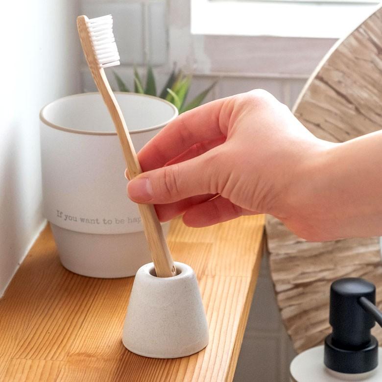 歯ブラシスタンド 歯ブラシホルダー 1本 陶器 ホワイト ブラウン ブラック  歯ブラシ立て おしゃれ 白 黒 茶 モダン シンプル モノトーン 洗面 バスルーム 90231 | ブランド登録なし | 08