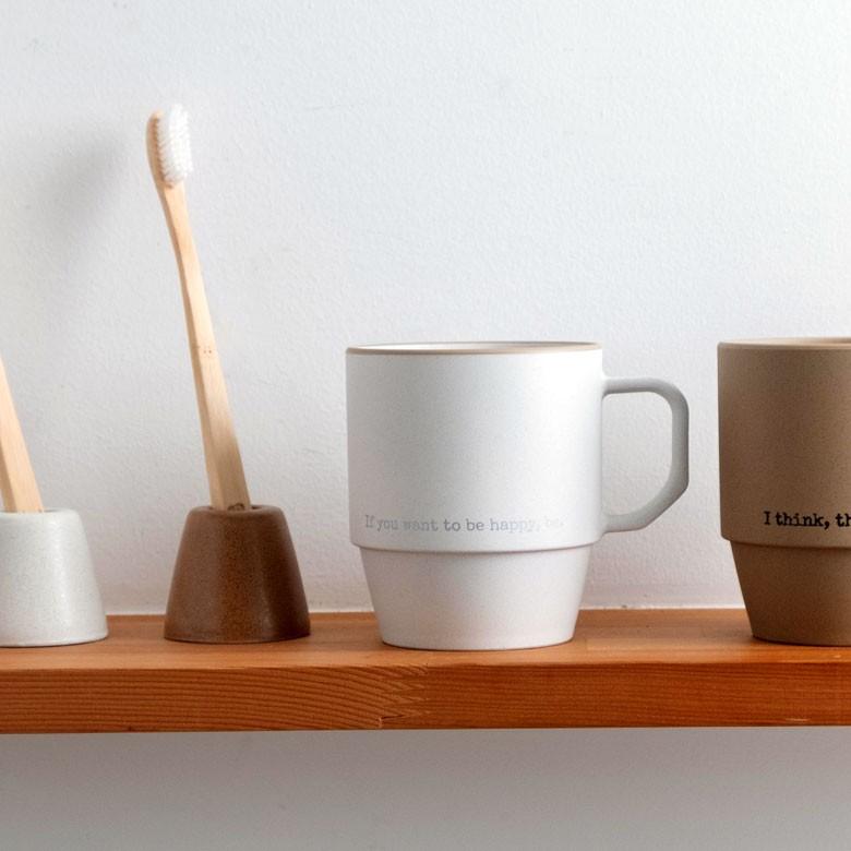 コップ うがいコップ 370ml 持ち手付き ホワイト ブラウン ブラック プラスチック カップ 取っ手付 ハンドル付 おしゃれ 白 黒 茶 ベージュ 素焼風 陶器風 90232 | ブランド登録なし | 11