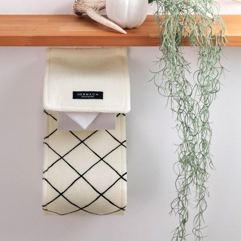 ぺーバーホルダーカバー トイレットペーパーホルダーカバー 網目模様 ホワイト おしゃれ 北欧 洗濯可 インテリア トイレ トイレ用品 90263 | ブランド登録なし | 02