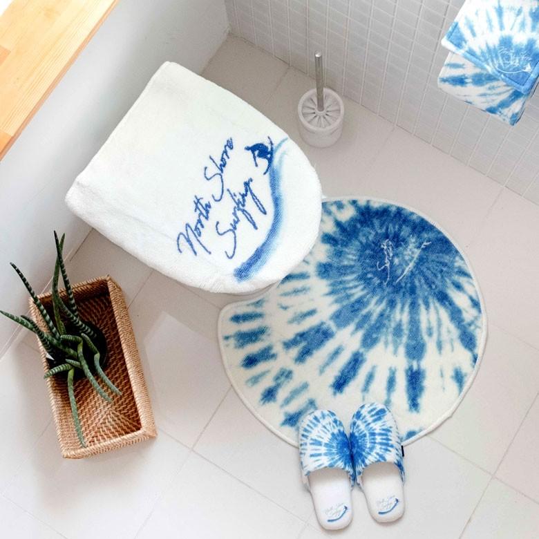 トイレカバー 便座カバー 洗浄便座用 サーフ柄 ホワイト ブルー ネイビー 消臭タグ付 フタカバー タイダイ染め風 おしゃれ 洗濯可 消臭 トイレ トイレ用品 90264 | ブランド登録なし | 15