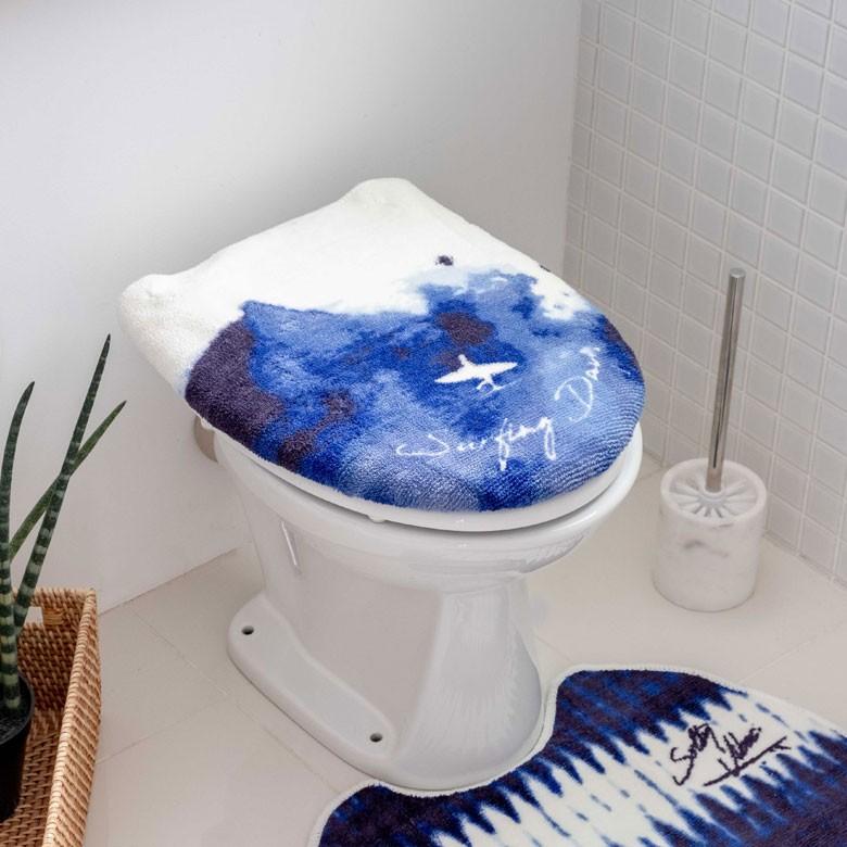 トイレカバー 便座カバー 洗浄便座用 サーフ柄 ホワイト ブルー ネイビー 消臭タグ付 フタカバー タイダイ染め風 おしゃれ 洗濯可 消臭 トイレ トイレ用品 90264 | ブランド登録なし | 17