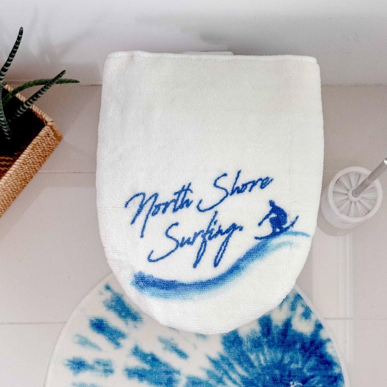 トイレカバー 便座カバー 洗浄便座用 サーフ柄 ホワイト ブルー ネイビー 消臭タグ付 フタカバー タイダイ染め風 おしゃれ 洗濯可 消臭 トイレ トイレ用品 90264 | ブランド登録なし | 06