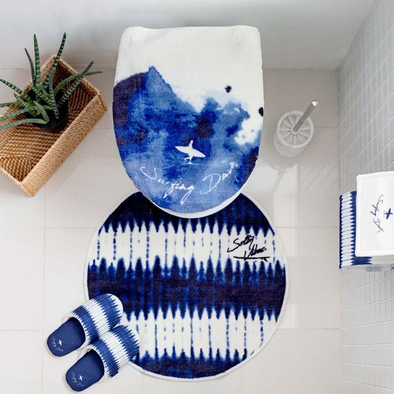 トイレカバー 便座カバー 洗浄便座用 サーフ柄 ホワイト ブルー ネイビー 消臭タグ付 フタカバー タイダイ染め風 おしゃれ 洗濯可 消臭 トイレ トイレ用品 90264 | ブランド登録なし | 11