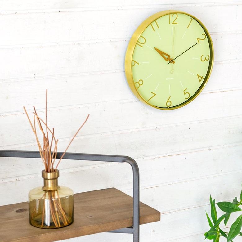 時計 壁掛け時計 丸型 直径28.5cm アルミ 木 ガラス 電波時計 ステップムーブメント アルミフレーム おしゃれ アンティーク調 クラシカル 90273 | INTERFORM | 17