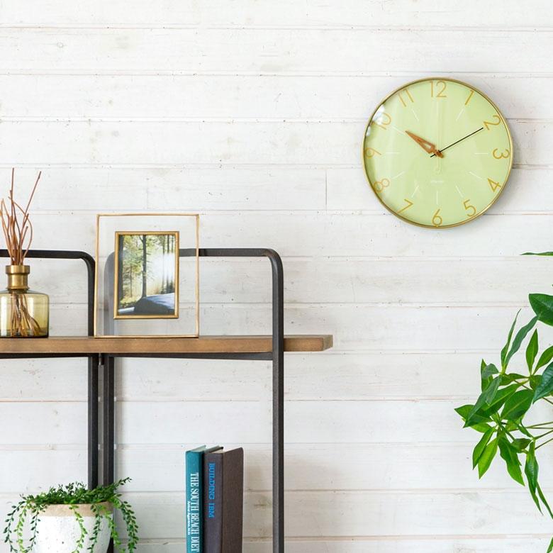 時計 壁掛け時計 丸型 直径28.5cm アルミ 木 ガラス 電波時計 ステップムーブメント アルミフレーム おしゃれ アンティーク調 クラシカル 90273 | INTERFORM | 04