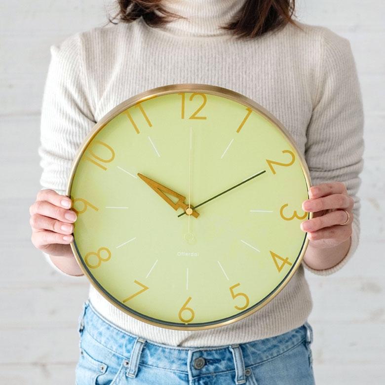 時計 壁掛け時計 丸型 直径28.5cm アルミ 木 ガラス 電波時計 ステップムーブメント アルミフレーム おしゃれ アンティーク調 クラシカル 90273 | INTERFORM | 06