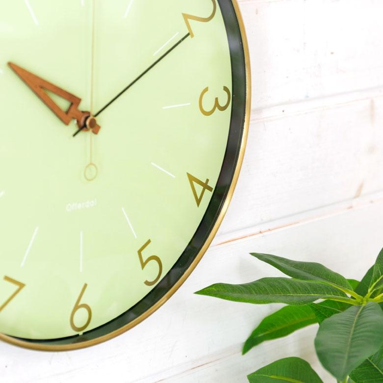 時計 壁掛け時計 丸型 直径28.5cm アルミ 木 ガラス 電波時計 ステップムーブメント アルミフレーム おしゃれ アンティーク調 クラシカル 90273 | INTERFORM | 11