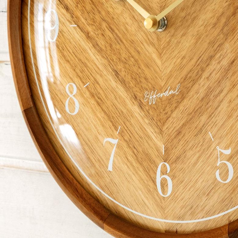 時計 壁掛け時計 丸型 直径32cm 木 ガラス スイープムーブメント 木製 ウッド おしゃれ 木目 ウッドフレーム ウッド文字盤 ナチュラル リゾート 北欧 90274 | INTERFORM | 01