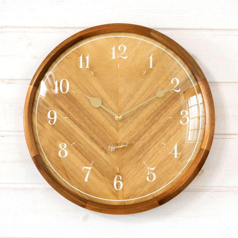 時計 壁掛け時計 丸型 直径32cm 木 ガラス スイープムーブメント 木製 ウッド おしゃれ 木目 ウッドフレーム ウッド文字盤 ナチュラル リゾート 北欧 90274 | INTERFORM | 10