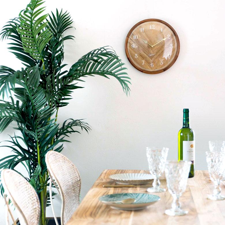 時計 壁掛け時計 丸型 直径32cm 木 ガラス スイープムーブメント 木製 ウッド おしゃれ 木目 ウッドフレーム ウッド文字盤 ナチュラル リゾート 北欧 90274 | INTERFORM | 12