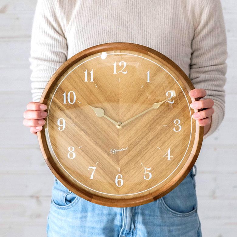 時計 壁掛け時計 丸型 直径32cm 木 ガラス スイープムーブメント 木製 ウッド おしゃれ 木目 ウッドフレーム ウッド文字盤 ナチュラル リゾート 北欧 90274 | INTERFORM | 03