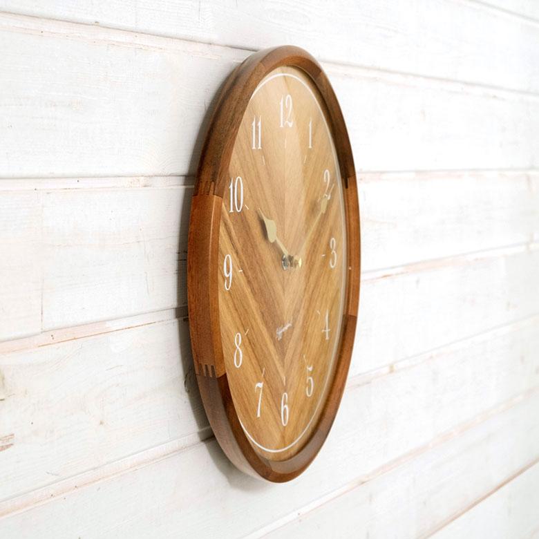 時計 壁掛け時計 丸型 直径32cm 木 ガラス スイープムーブメント 木製 ウッド おしゃれ 木目 ウッドフレーム ウッド文字盤 ナチュラル リゾート 北欧 90274 | INTERFORM | 04