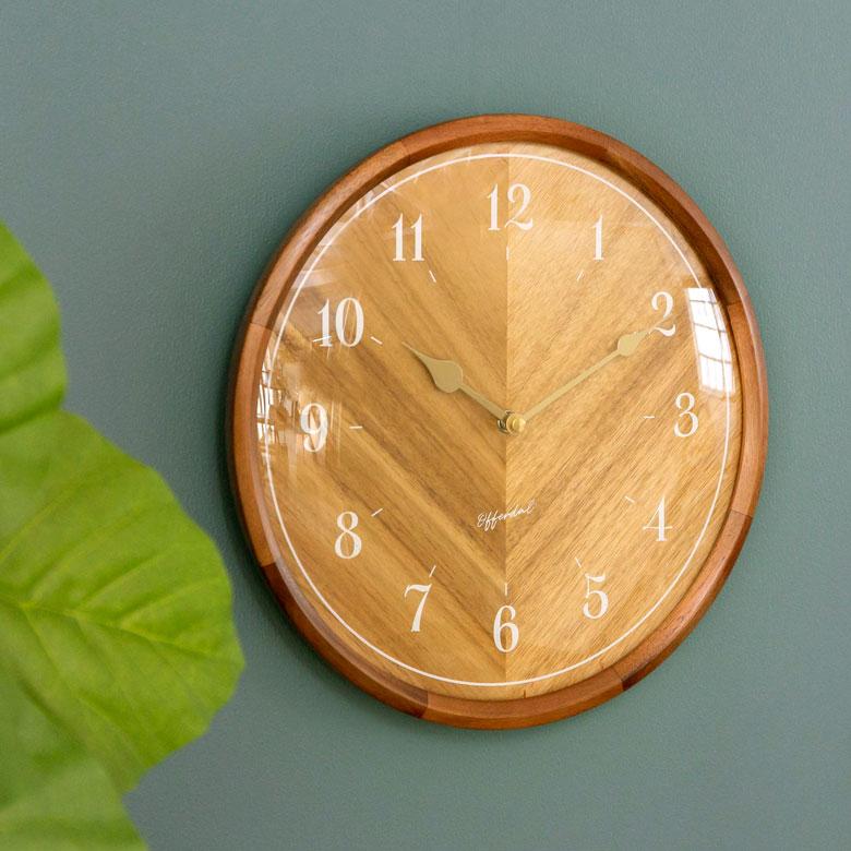 時計 壁掛け時計 丸型 直径32cm 木 ガラス スイープムーブメント 木製 ウッド おしゃれ 木目 ウッドフレーム ウッド文字盤 ナチュラル リゾート 北欧 90274 | INTERFORM | 07